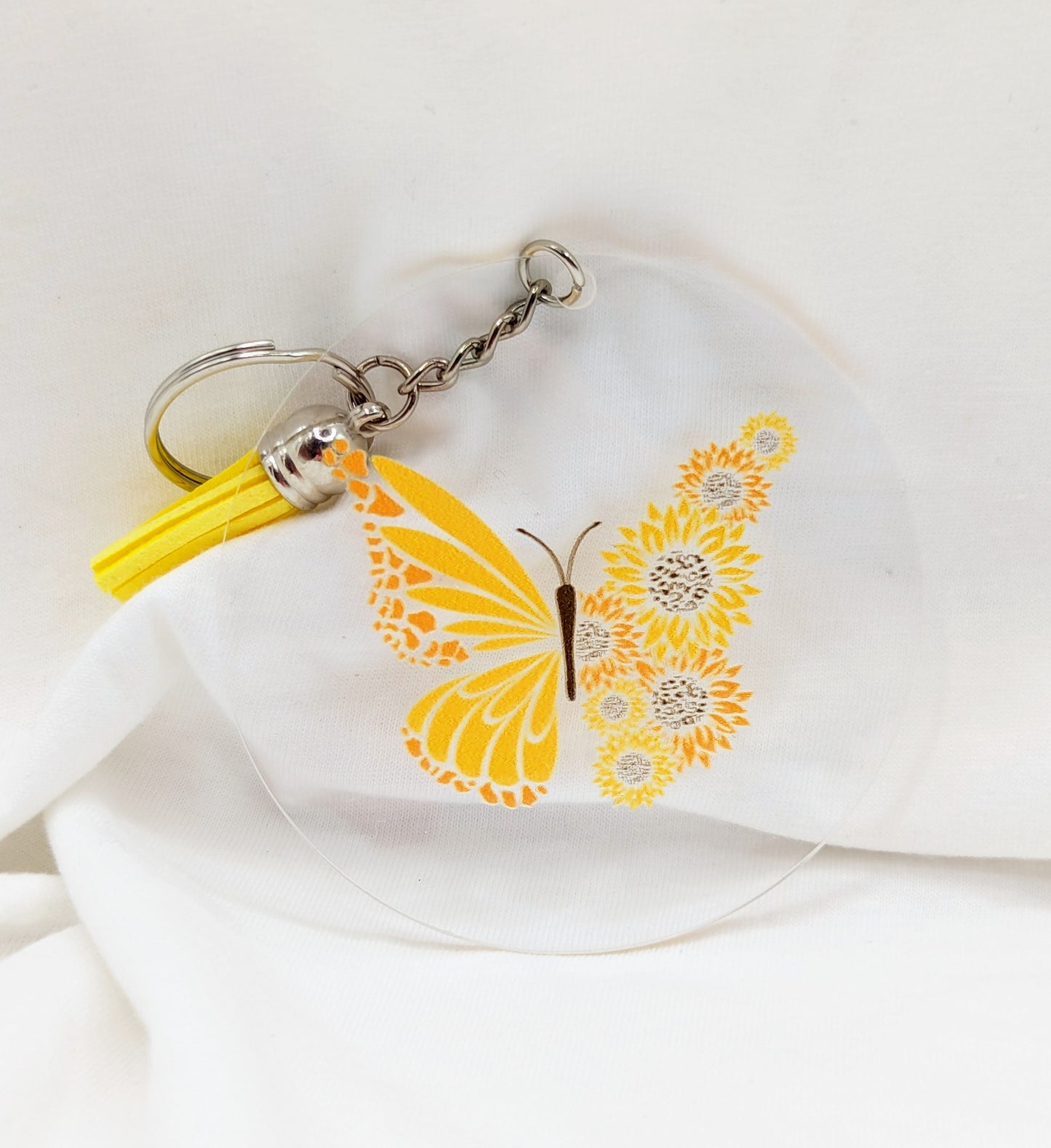 "Butterfly and Sunflowers" Keychain