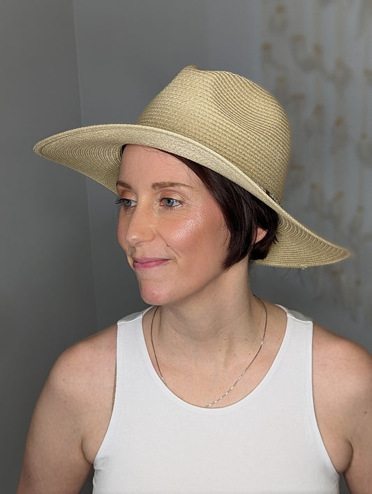 Natural Braided Double Band Panama Hat