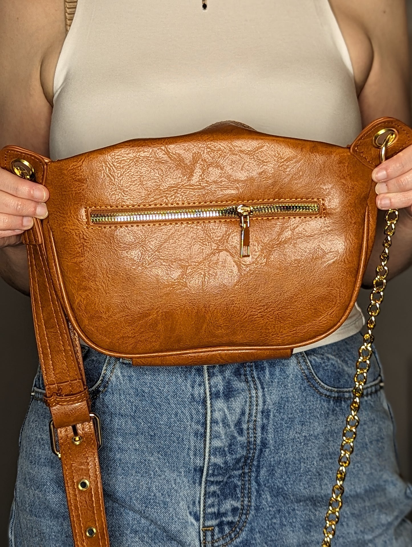 Vegan Leather Convertible Sling Bag