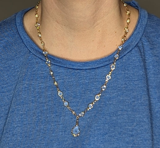 Crystal Beaded Necklace with Teardrop Pendant