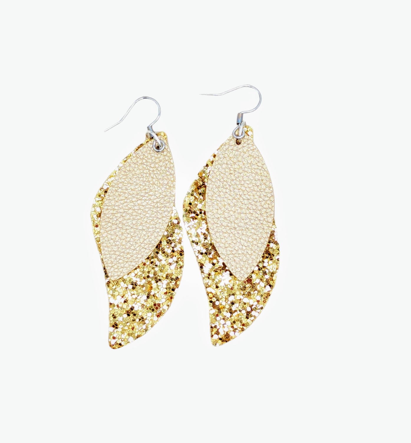 Golden Glitter Leaf Earrings