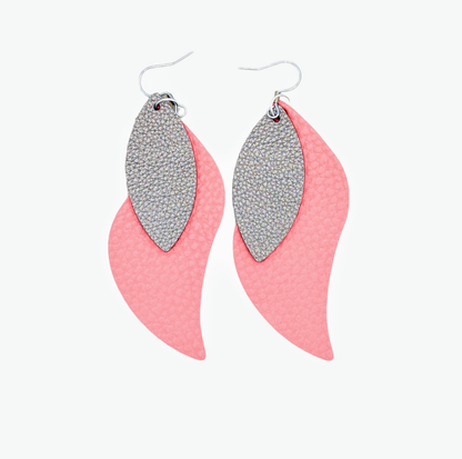 Coral Sunset Leaf Earrings