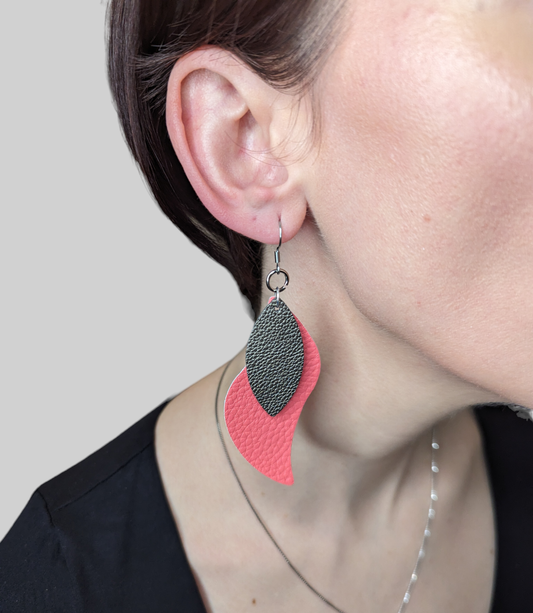 Coral Sunset Leaf Earrings