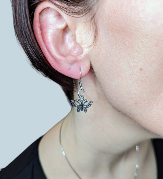 Silver Serenity Butterfly Earrings