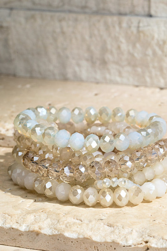Opal Natural Glass Bead Bracelet Set